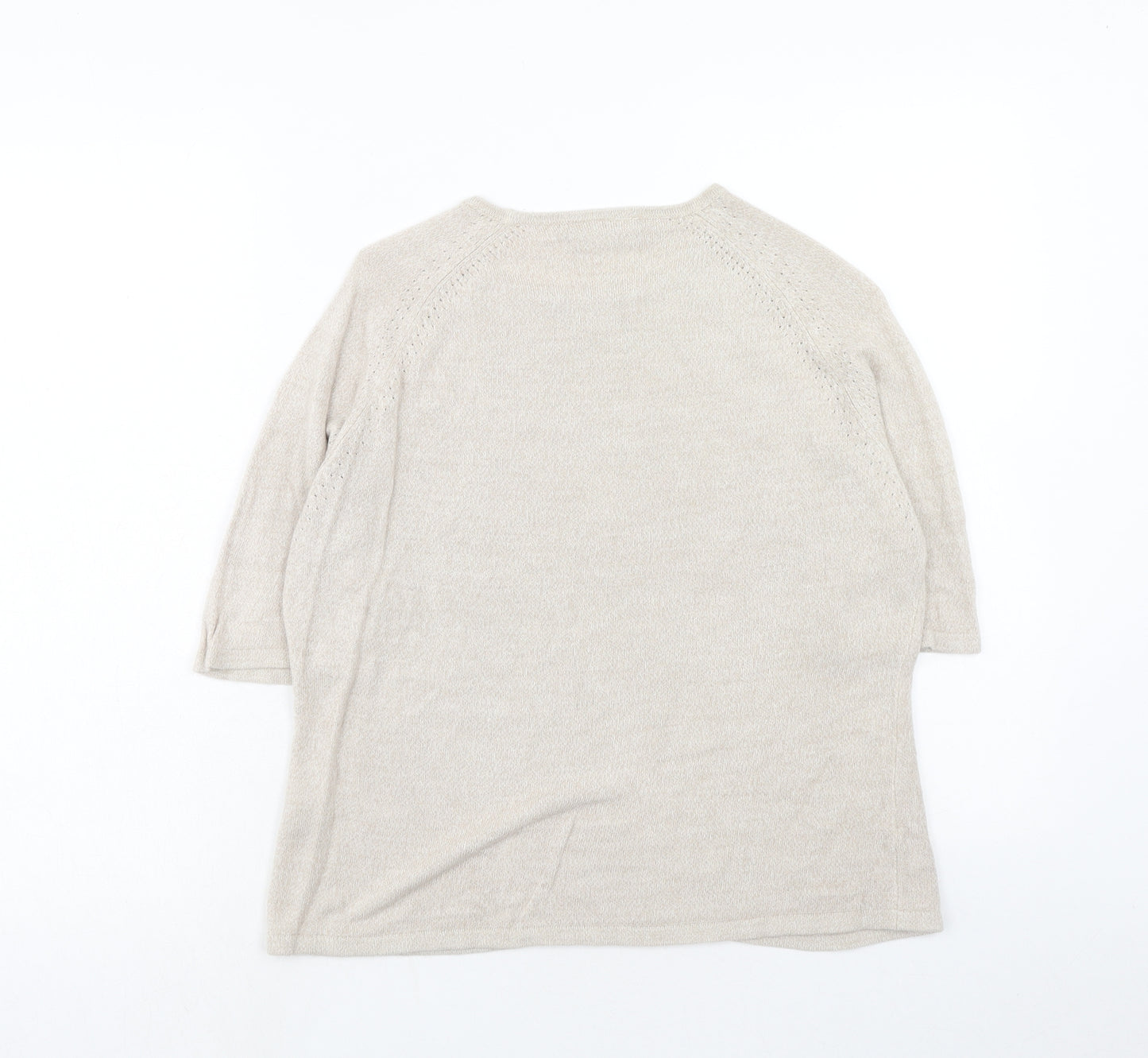 BHS Womens Beige Round Neck Acrylic Pullover Jumper Size 16