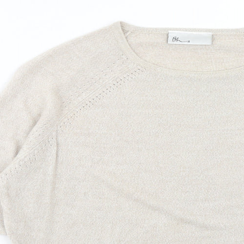 BHS Womens Beige Round Neck Acrylic Pullover Jumper Size 16
