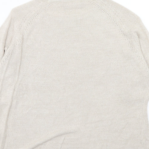 BHS Womens Beige Round Neck Acrylic Pullover Jumper Size 16