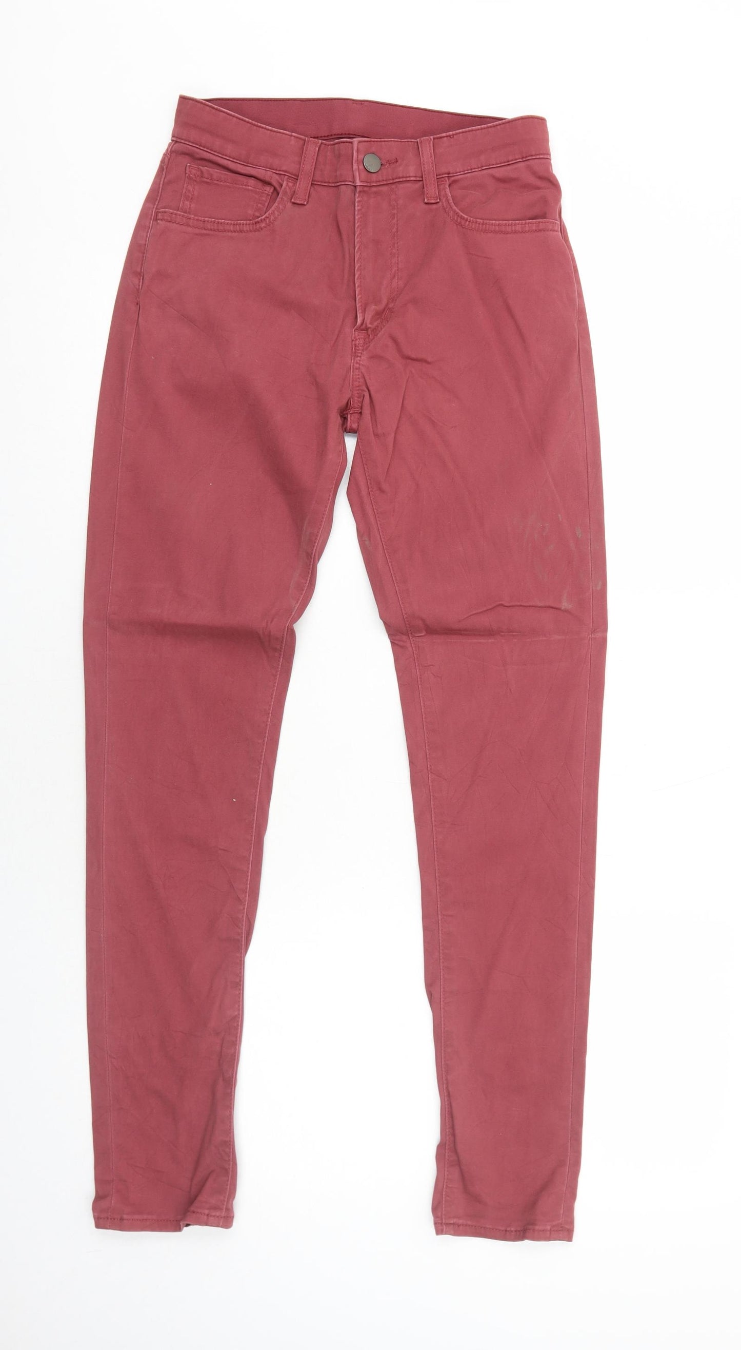 Uniqlo Womens Red Cotton Skinny Jeans Size XS Regular Zip