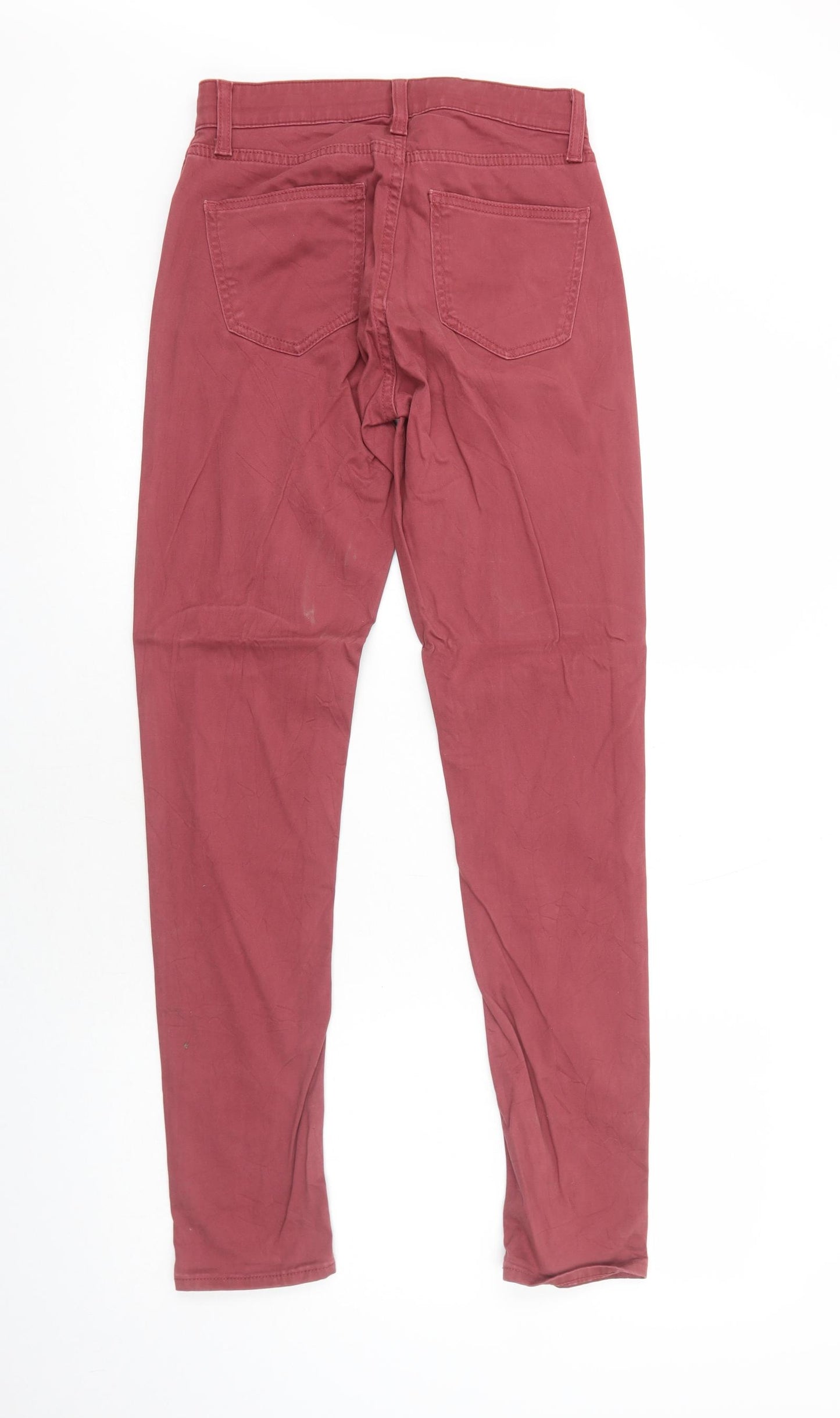 Uniqlo Womens Red Cotton Skinny Jeans Size XS Regular Zip