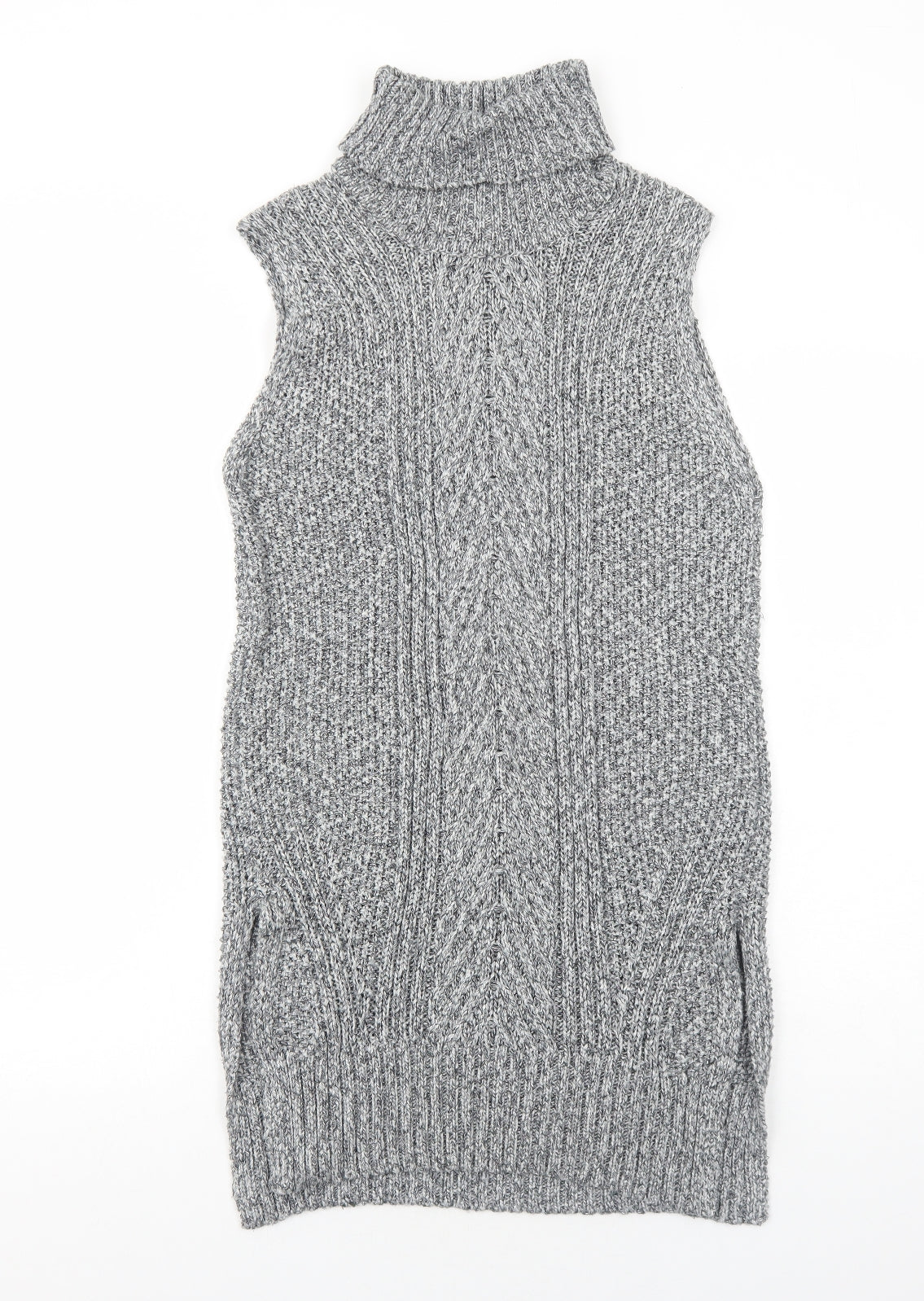M&Co Womens Grey Acrylic Jumper Dress Size 12 Roll Neck Pullover