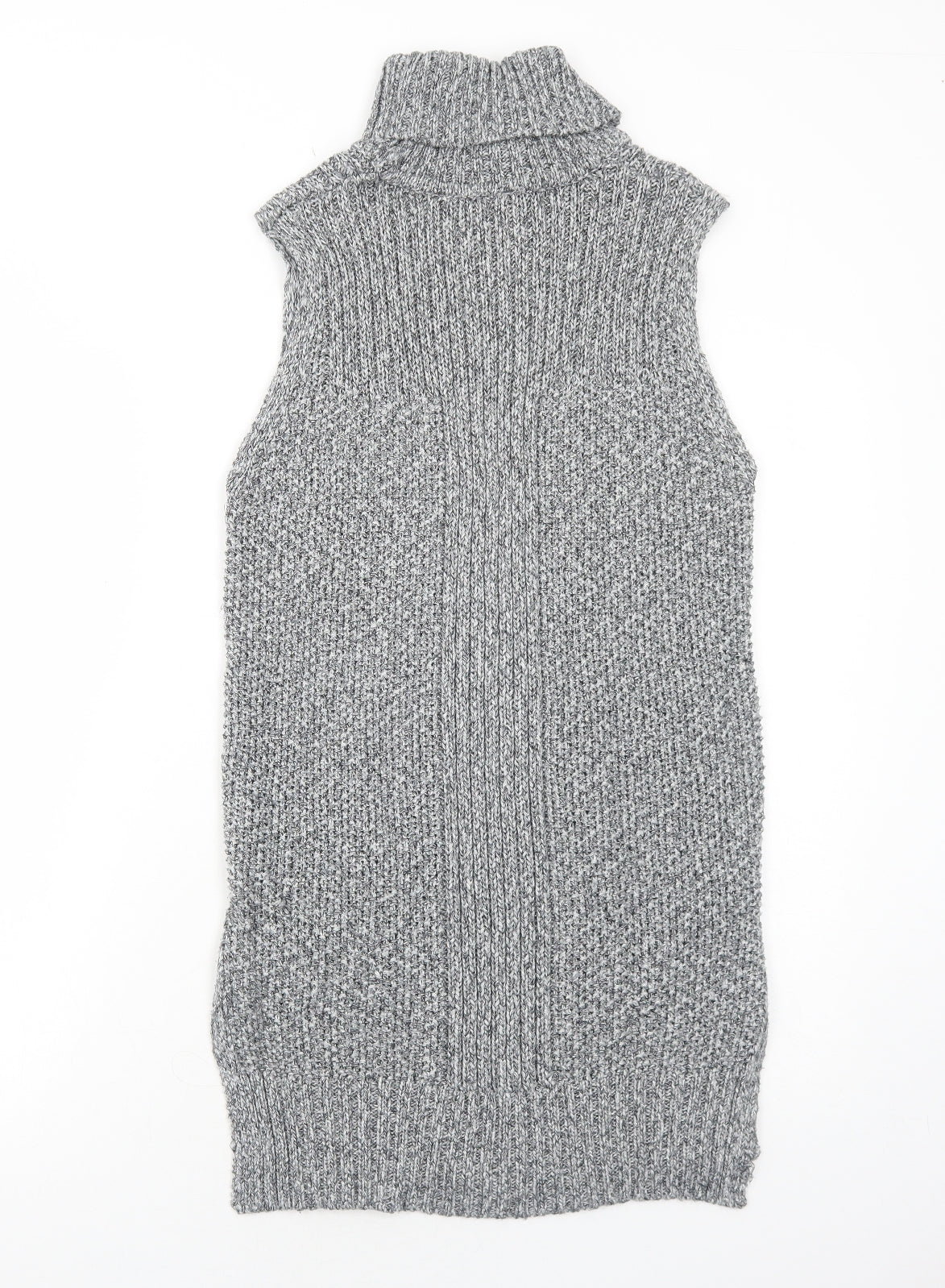 M&Co Womens Grey Acrylic Jumper Dress Size 12 Roll Neck Pullover