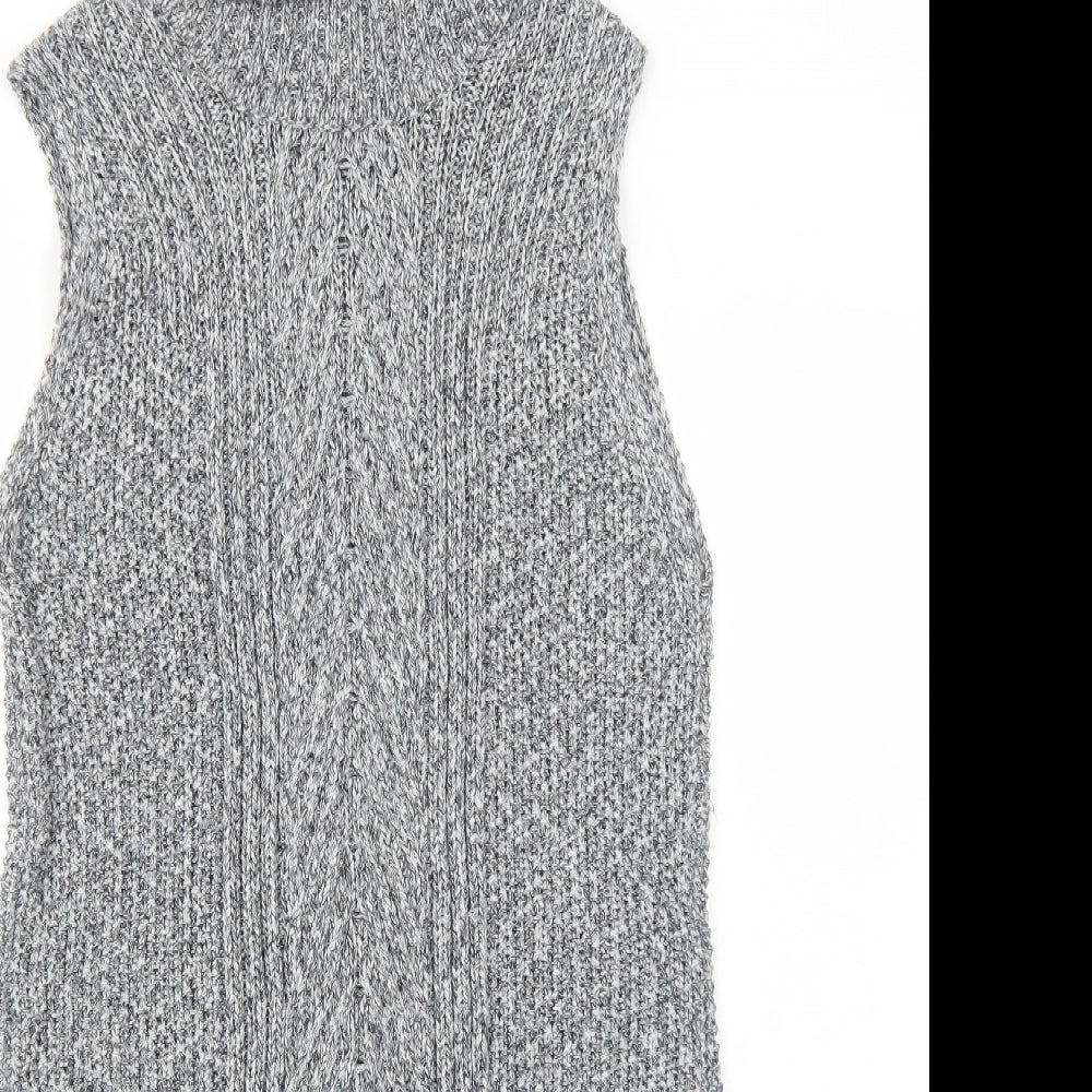 M&Co Womens Grey Acrylic Jumper Dress Size 12 Roll Neck Pullover