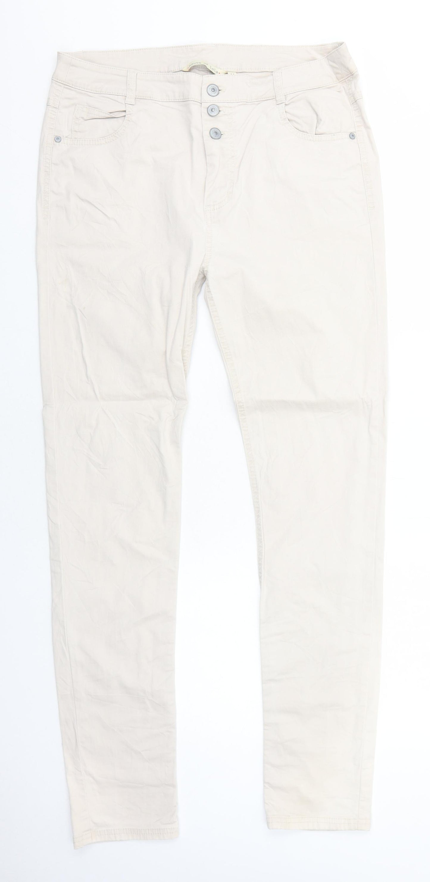 House of Lola Womens Ivory Cotton Skinny Jeans Size M Regular Zip