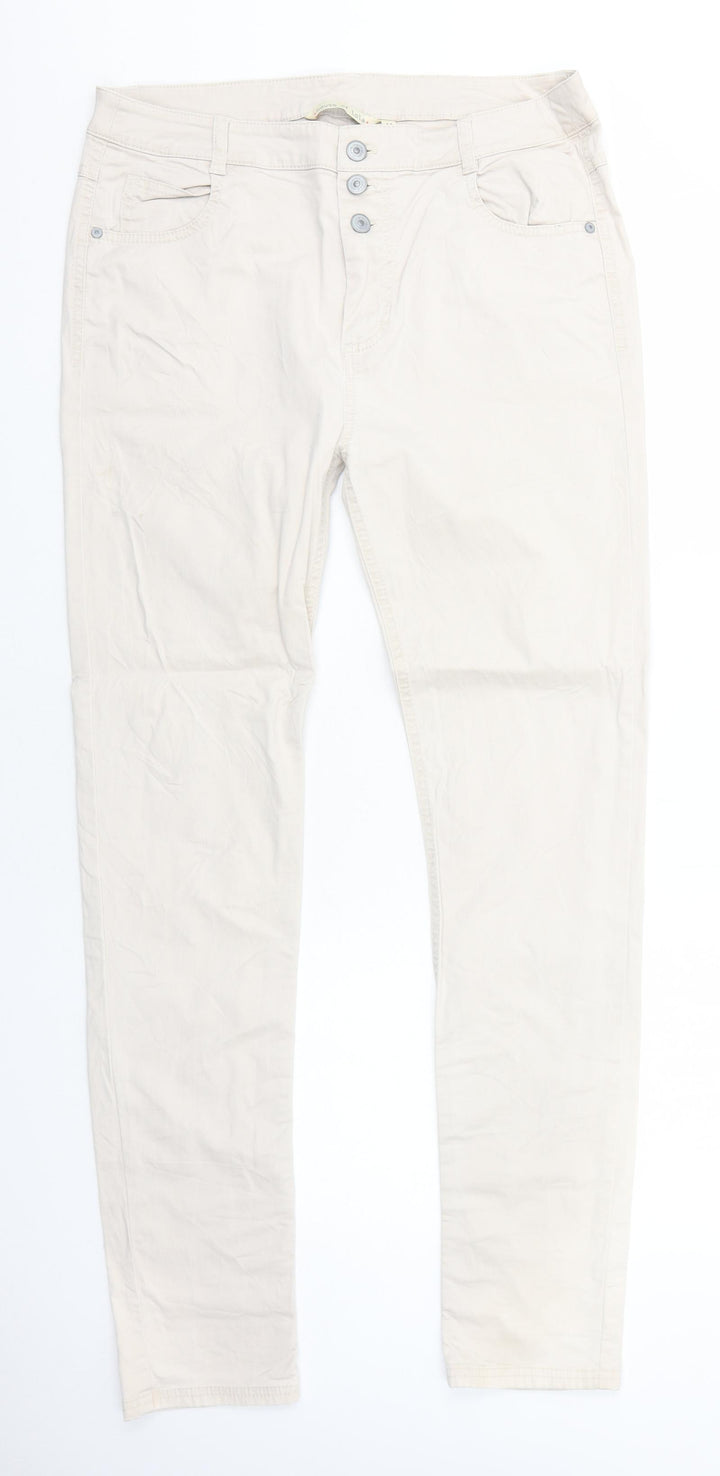 House of Lola Womens Ivory Cotton Skinny Jeans Size M Regular Zip