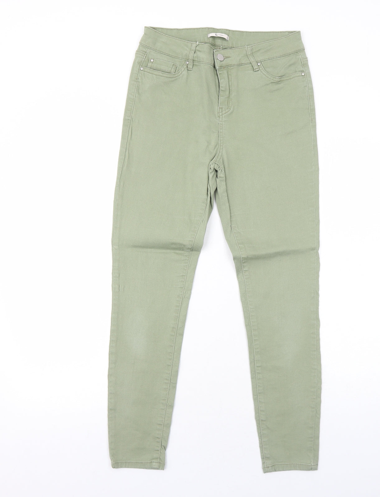 TU Womens Green Cotton Skinny Jeans Size 10 Regular Zip