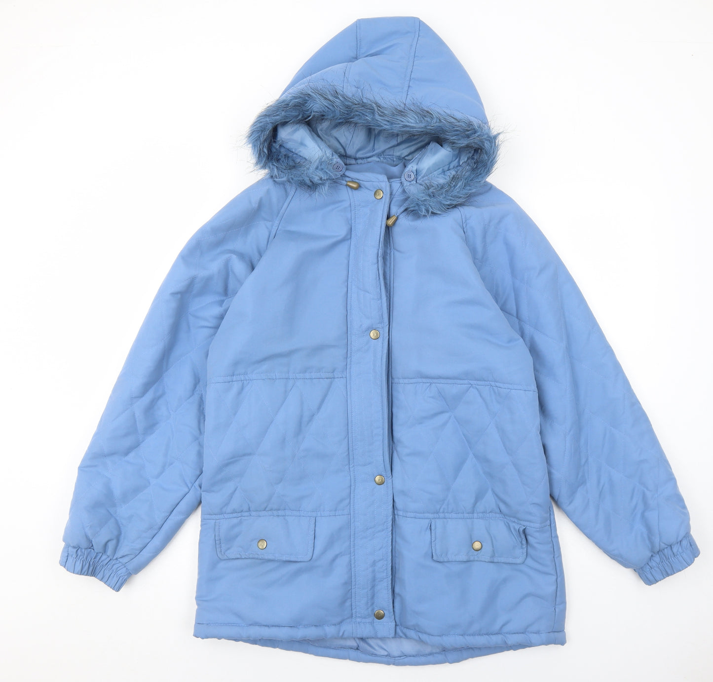 Claire Neuville Womens Blue Parka Coat Size 14 Zip