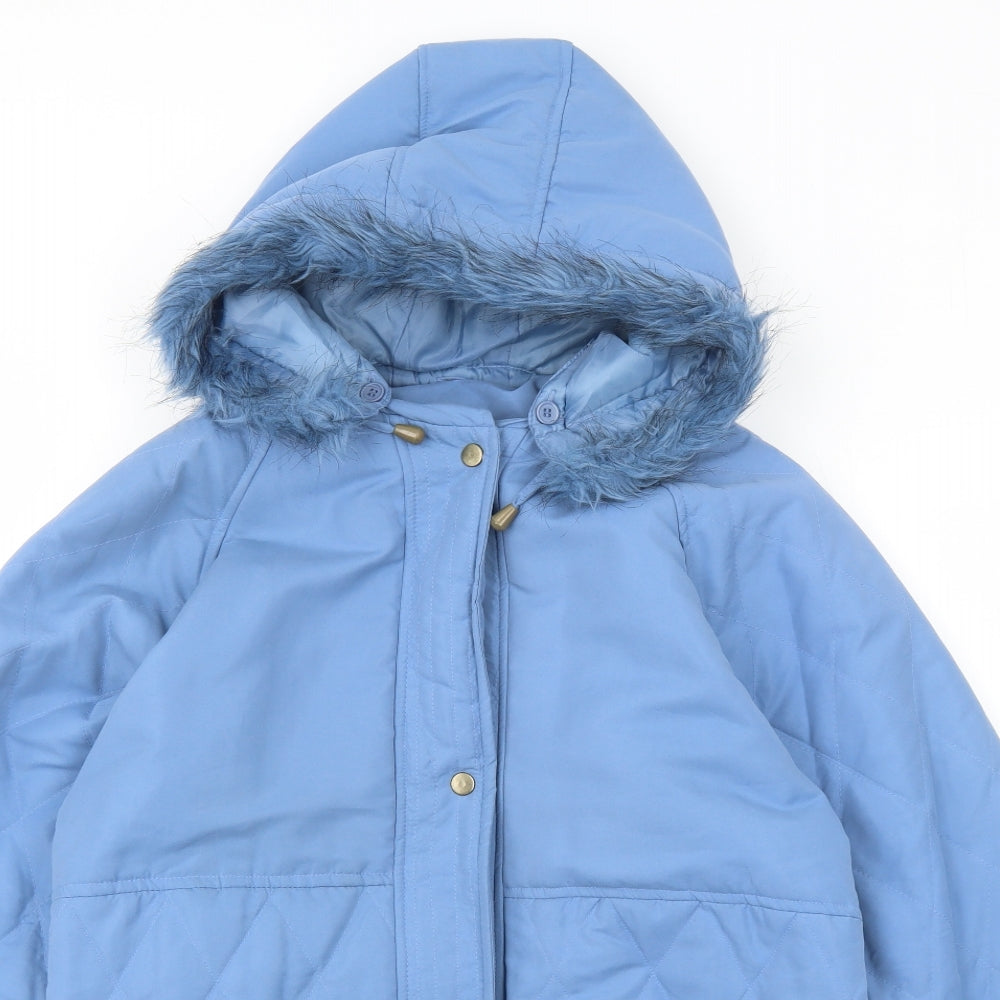 Claire Neuville Womens Blue Parka Coat Size 14 Zip