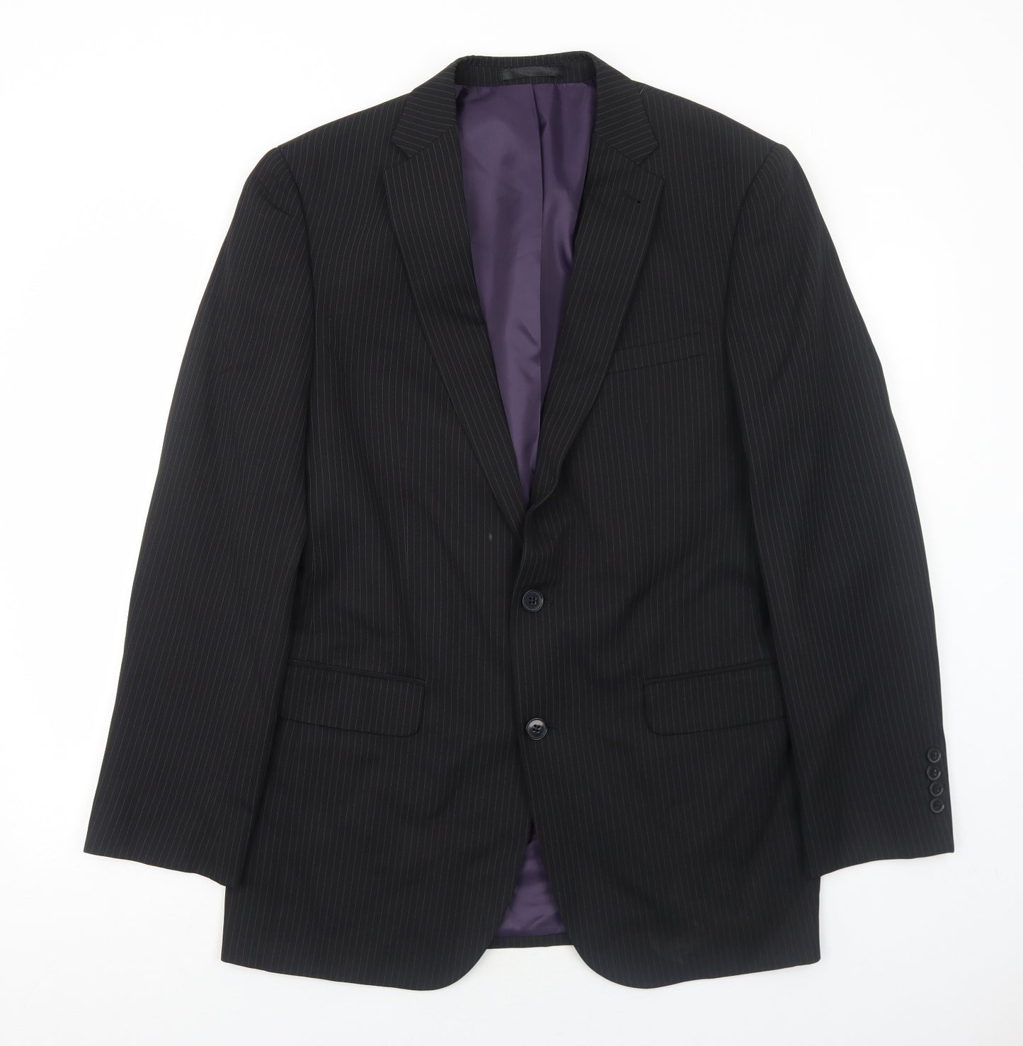Taylor & Wright Mens Black Striped Polyester Jacket Suit Jacket Size 40 Regular