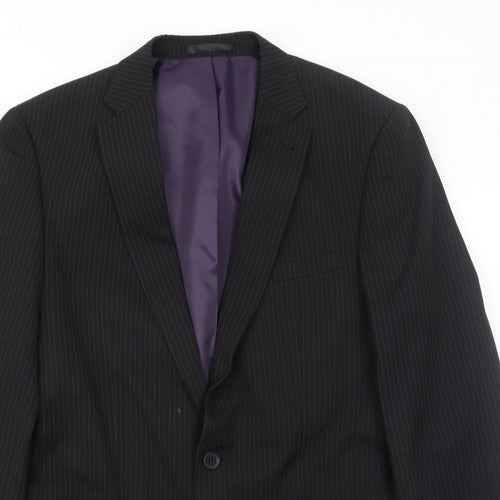 Taylor & Wright Mens Black Striped Polyester Jacket Suit Jacket Size 40 Regular