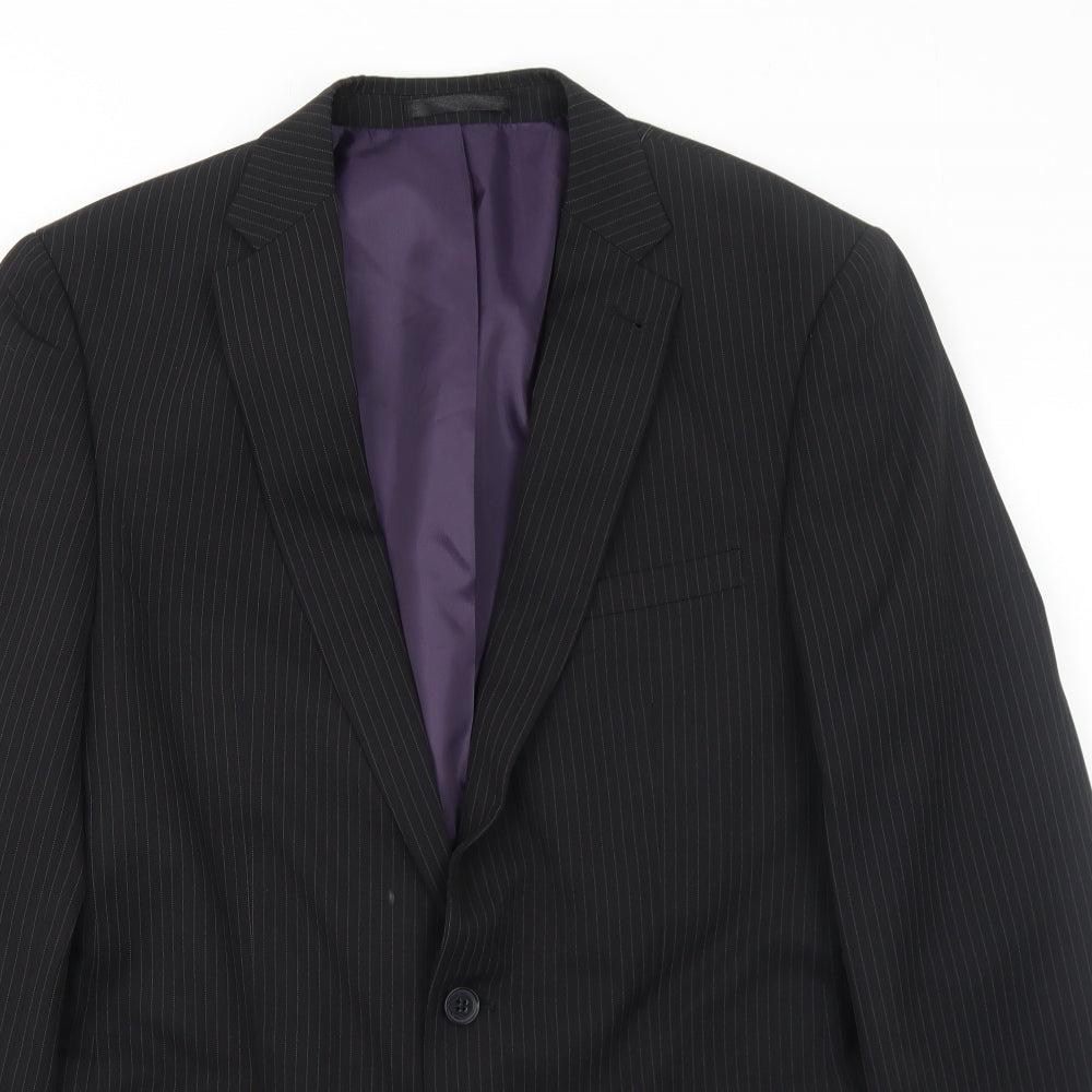 Taylor & Wright Mens Black Striped Polyester Jacket Suit Jacket Size 40 Regular