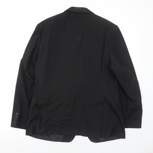 George Mens Black Striped Polyester Jacket Blazer Size 40 Regular