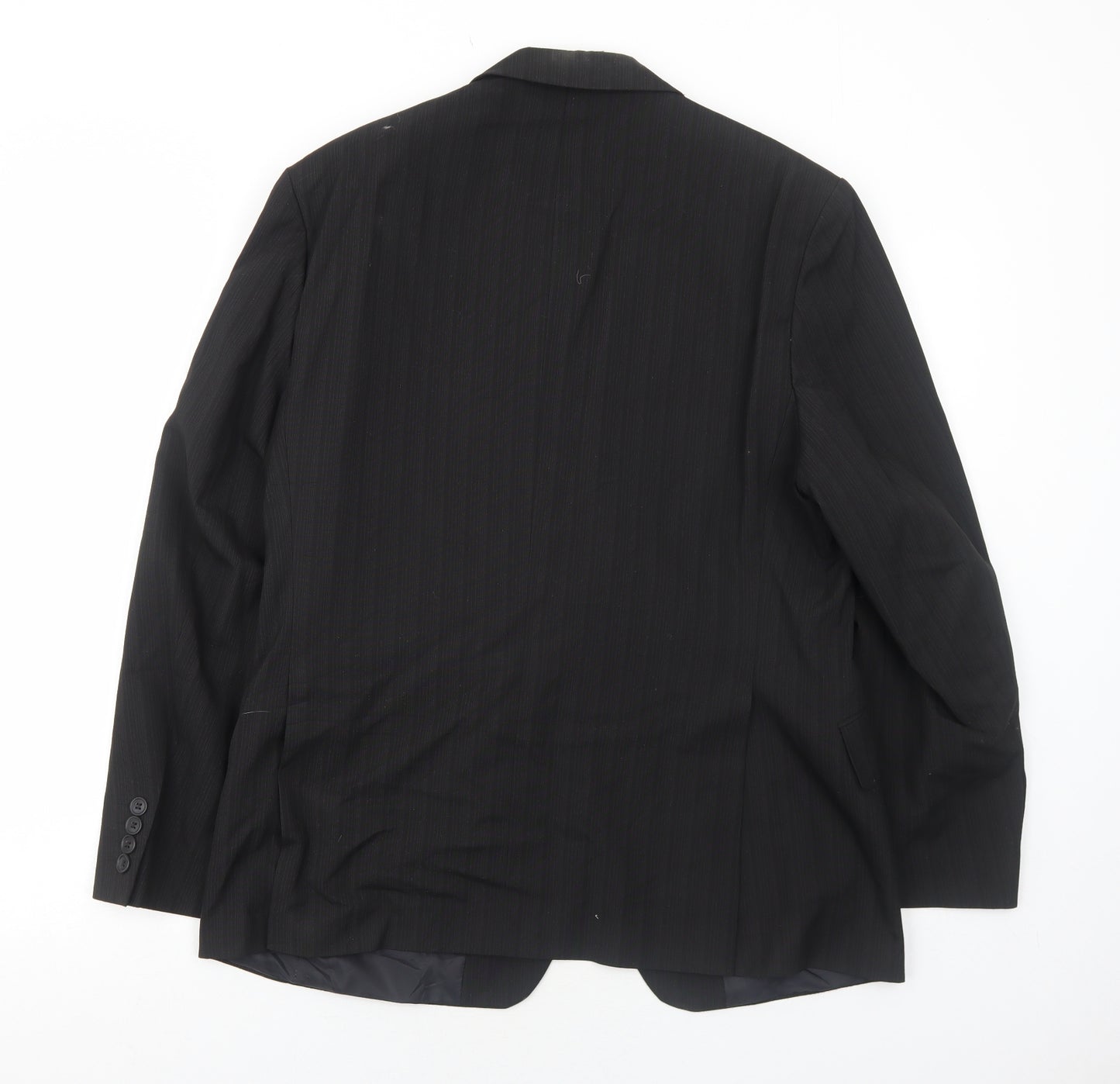George Mens Black Striped Polyester Jacket Blazer Size 40 Regular