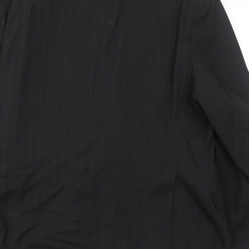 George Mens Black Striped Polyester Jacket Blazer Size 40 Regular