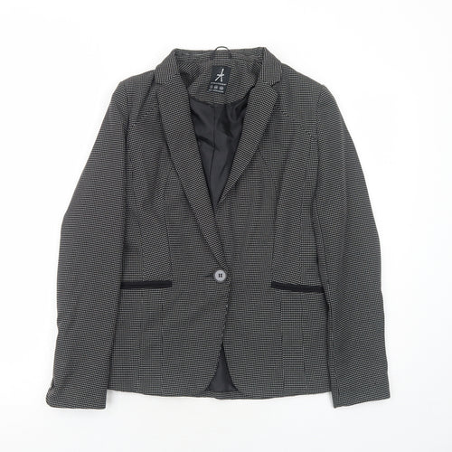 Atmosphere Womens Black Geometric Polyester Jacket Blazer Size 6