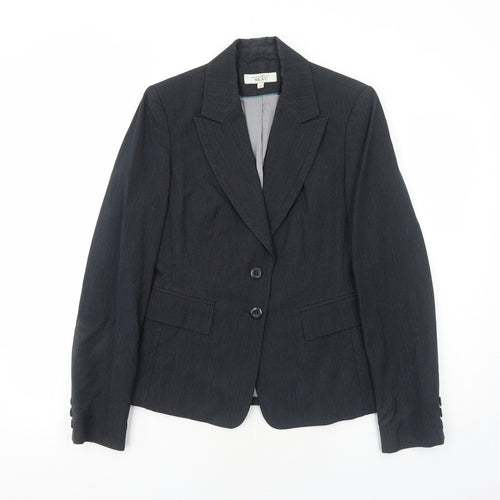 NEXT Womens Black Pinstripe Polyester Jacket Blazer Size 12