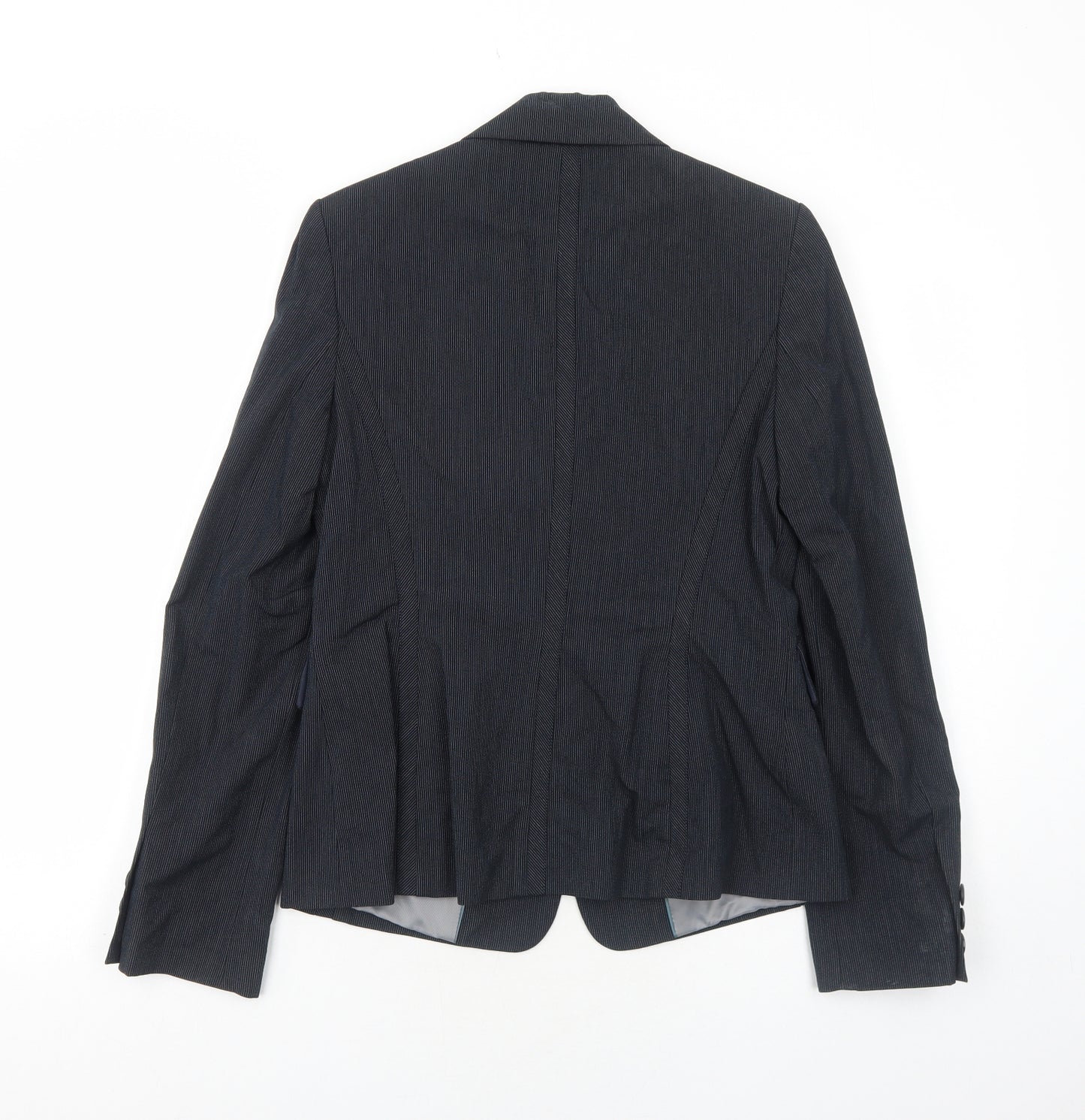 NEXT Womens Black Pinstripe Polyester Jacket Blazer Size 12