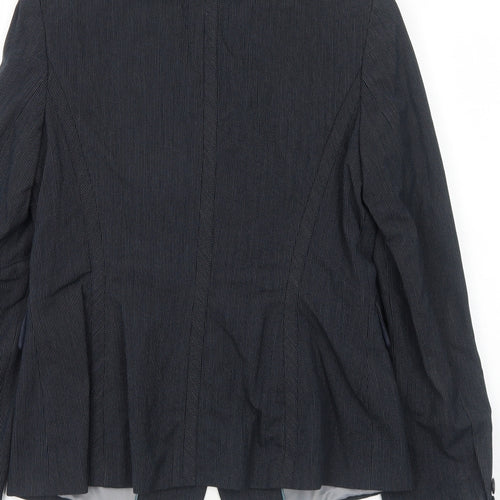 NEXT Womens Black Pinstripe Polyester Jacket Blazer Size 12