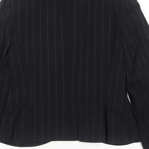 Internacionale Womens Black Striped Polyester Jacket Blazer Size 8