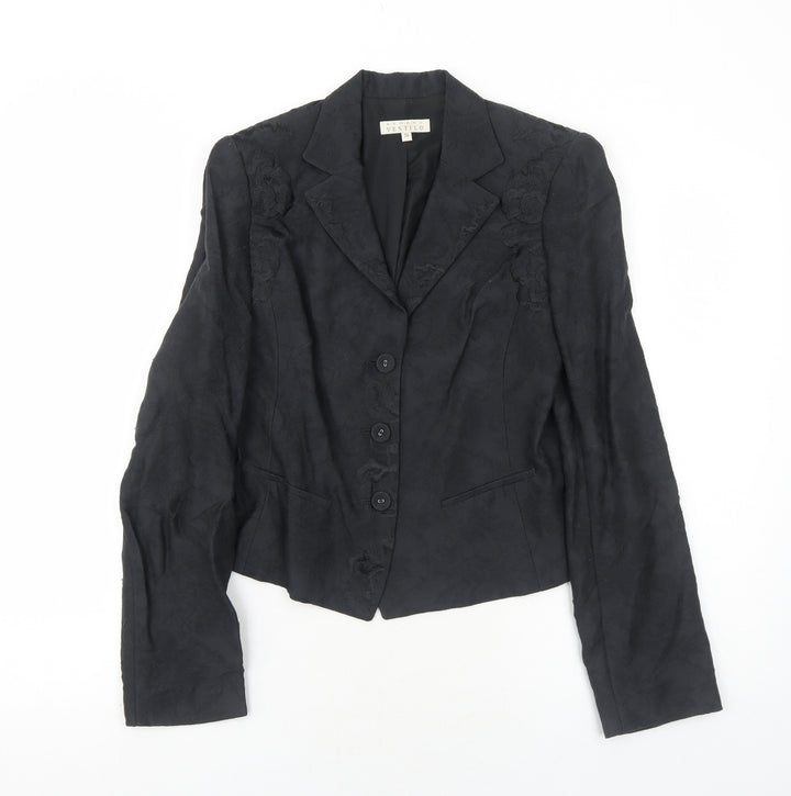 Armand Ventilo Womens Black Geometric Jacket Blazer Size 10 Button