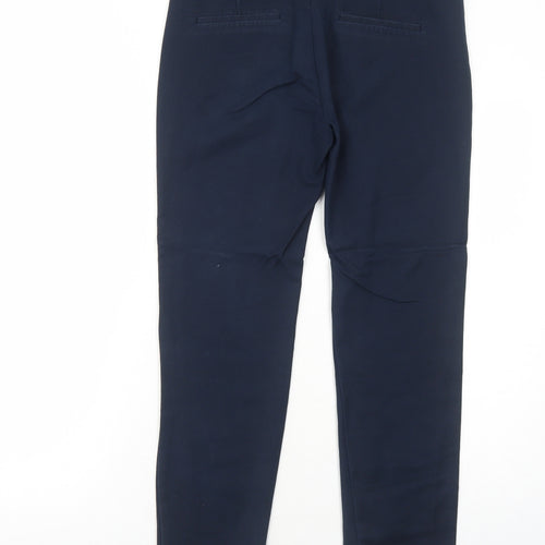 Zara Womens Blue Cotton Chino Trousers Size 10 Regular Zip