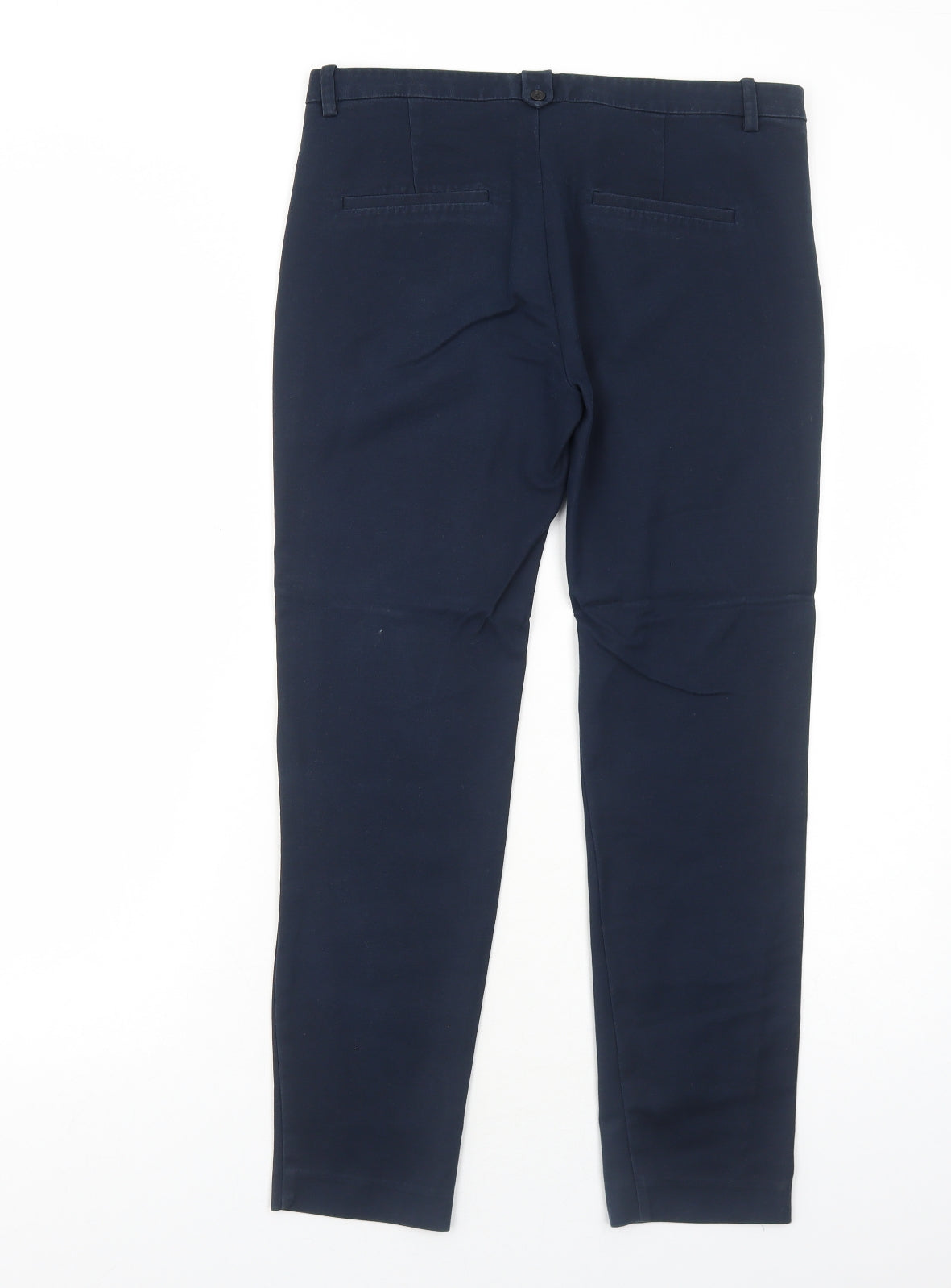 Zara Womens Blue Cotton Chino Trousers Size 10 Regular Zip