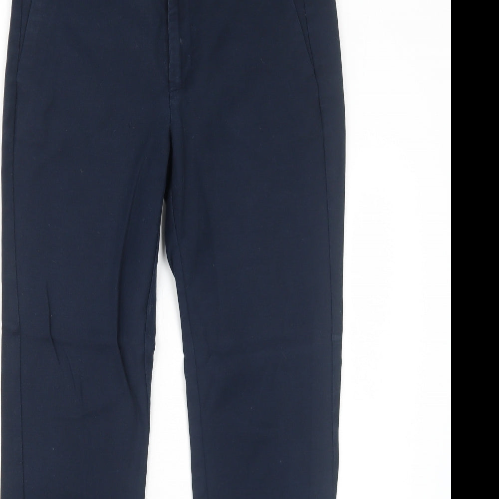 Zara Womens Blue Cotton Chino Trousers Size 10 Regular Zip