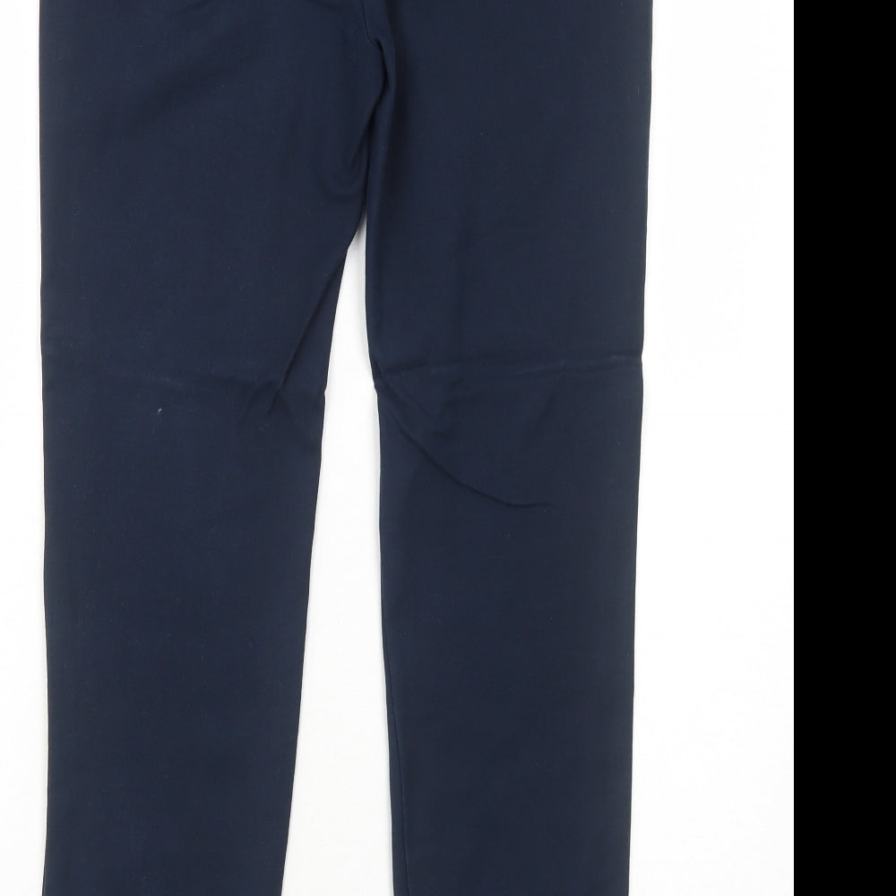 Zara Womens Blue Cotton Chino Trousers Size 10 Regular Zip