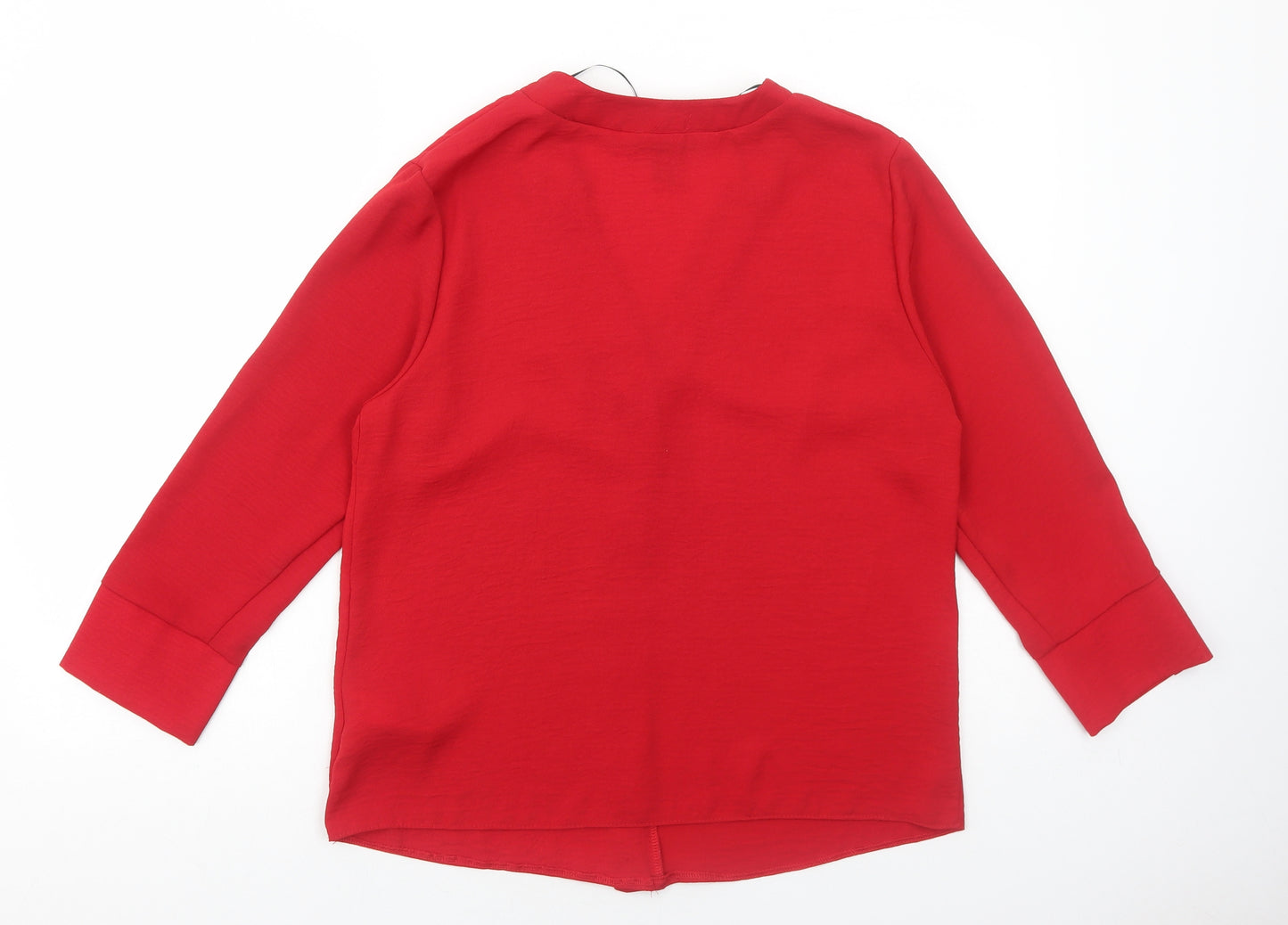 New Look Womens Red Polyester Basic Blouse Size 14 V-Neck