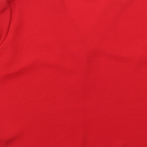 New Look Womens Red Polyester Basic Blouse Size 14 V-Neck