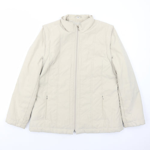 Elegance Womens Beige Jacket Size 14 Zip
