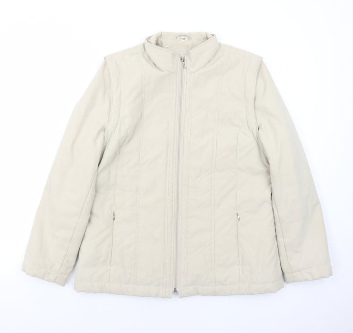 Elegance Womens Beige Jacket Size 14 Zip