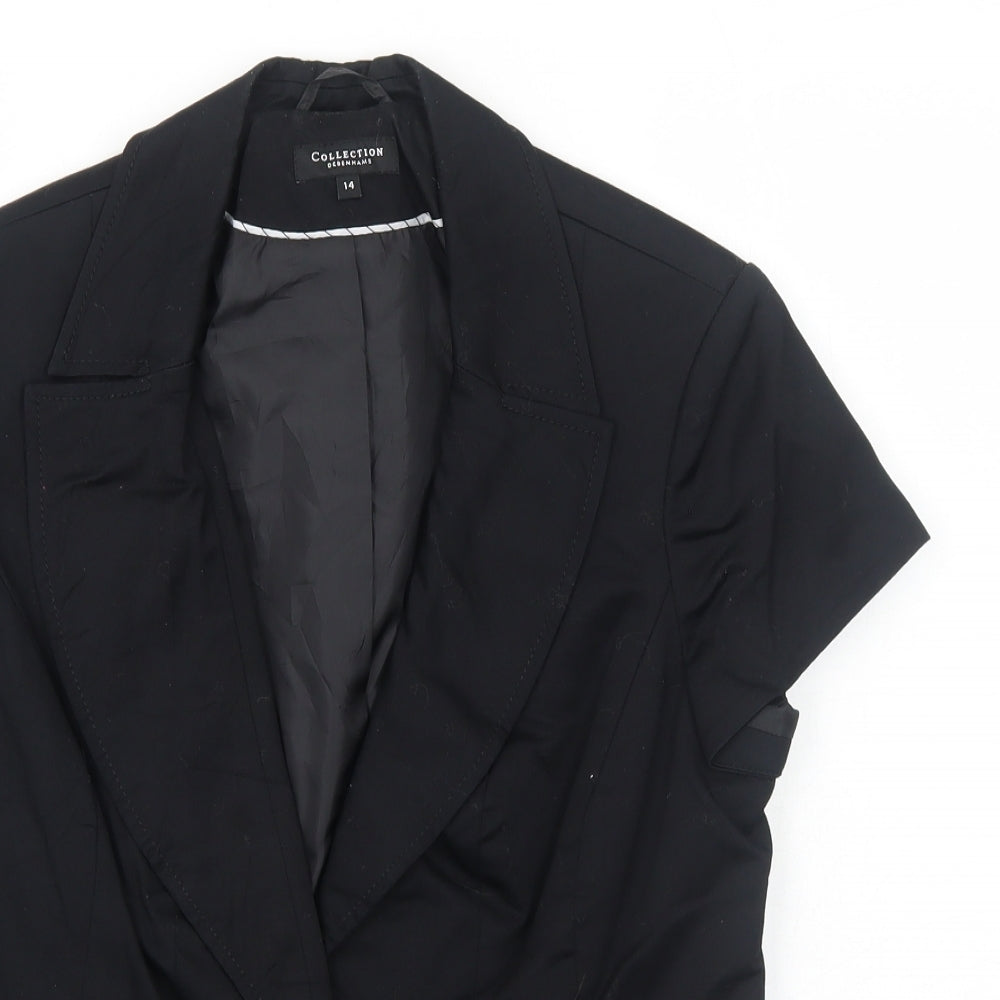 Debenhams Womens Black Jacket Blazer Size 14 Button