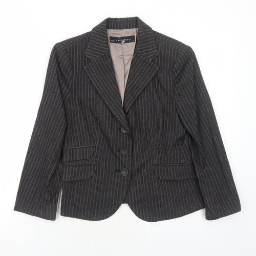 Zara Womens Grey Striped Viscose Jacket Suit Jacket Size S