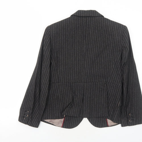 Zara Womens Grey Striped Viscose Jacket Suit Jacket Size S