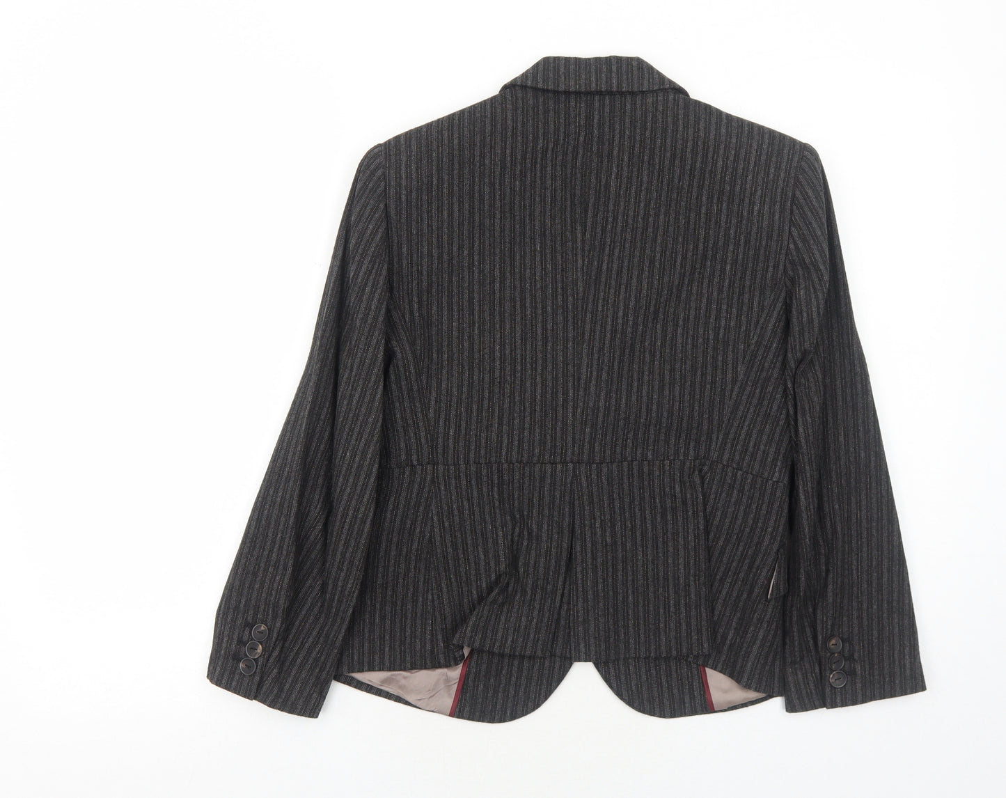 Zara Womens Grey Striped Viscose Jacket Suit Jacket Size S