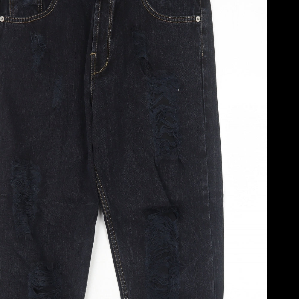 Egg Family Womens Blue Cotton Straight Jeans Size 14 Regular Button