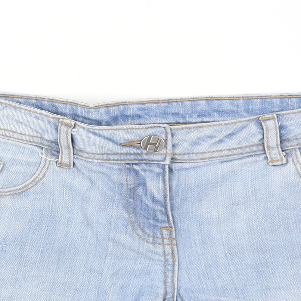 Henry Holland Womens Blue Cotton Cut-Off Shorts Size 8 Regular Zip
