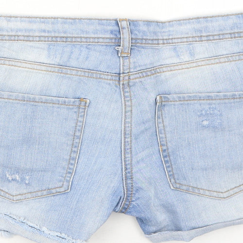 Henry Holland Womens Blue Cotton Cut-Off Shorts Size 8 Regular Zip