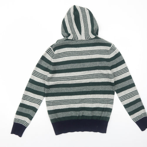 Sisley Womens Green Striped Polyamide Pullover Hoodie Size M Pullover