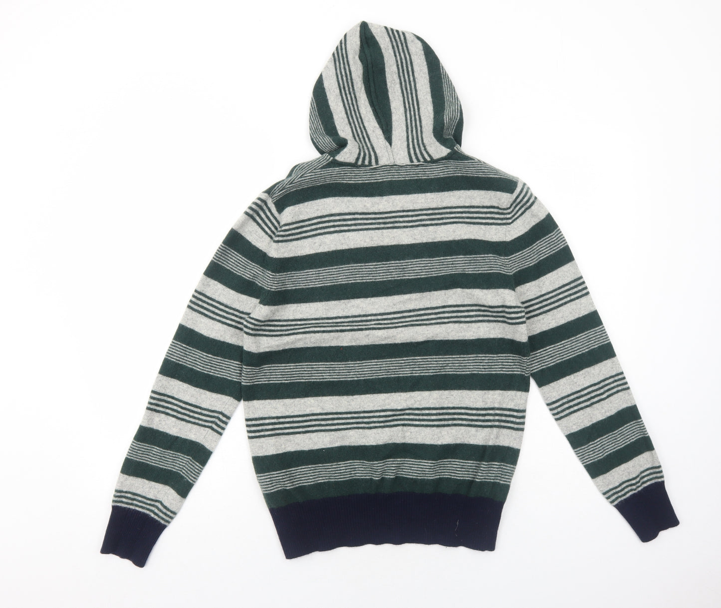 Sisley Womens Green Striped Polyamide Pullover Hoodie Size M Pullover
