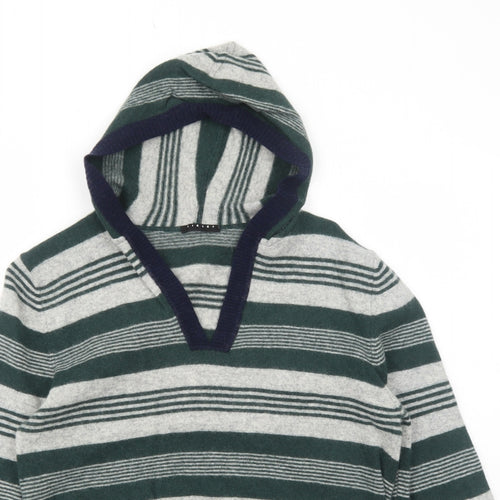 Sisley Womens Green Striped Polyamide Pullover Hoodie Size M Pullover