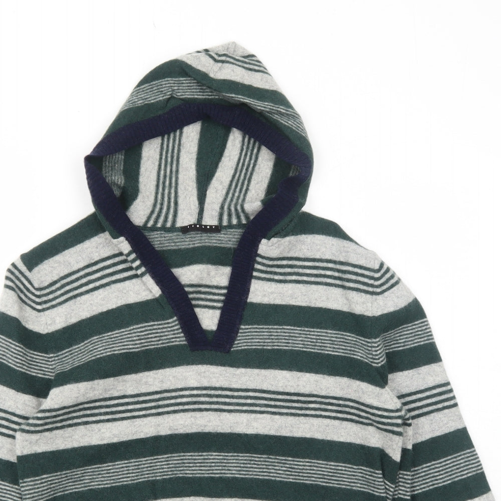 Sisley Womens Green Striped Polyamide Pullover Hoodie Size M Pullover