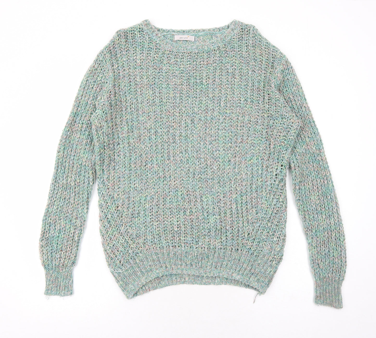Per Una Womens Green Round Neck Geometric Acrylic Pullover Jumper Size L
