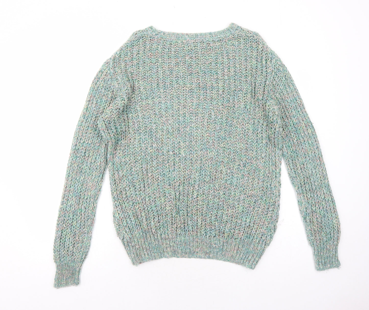 Per Una Womens Green Round Neck Geometric Acrylic Pullover Jumper Size L