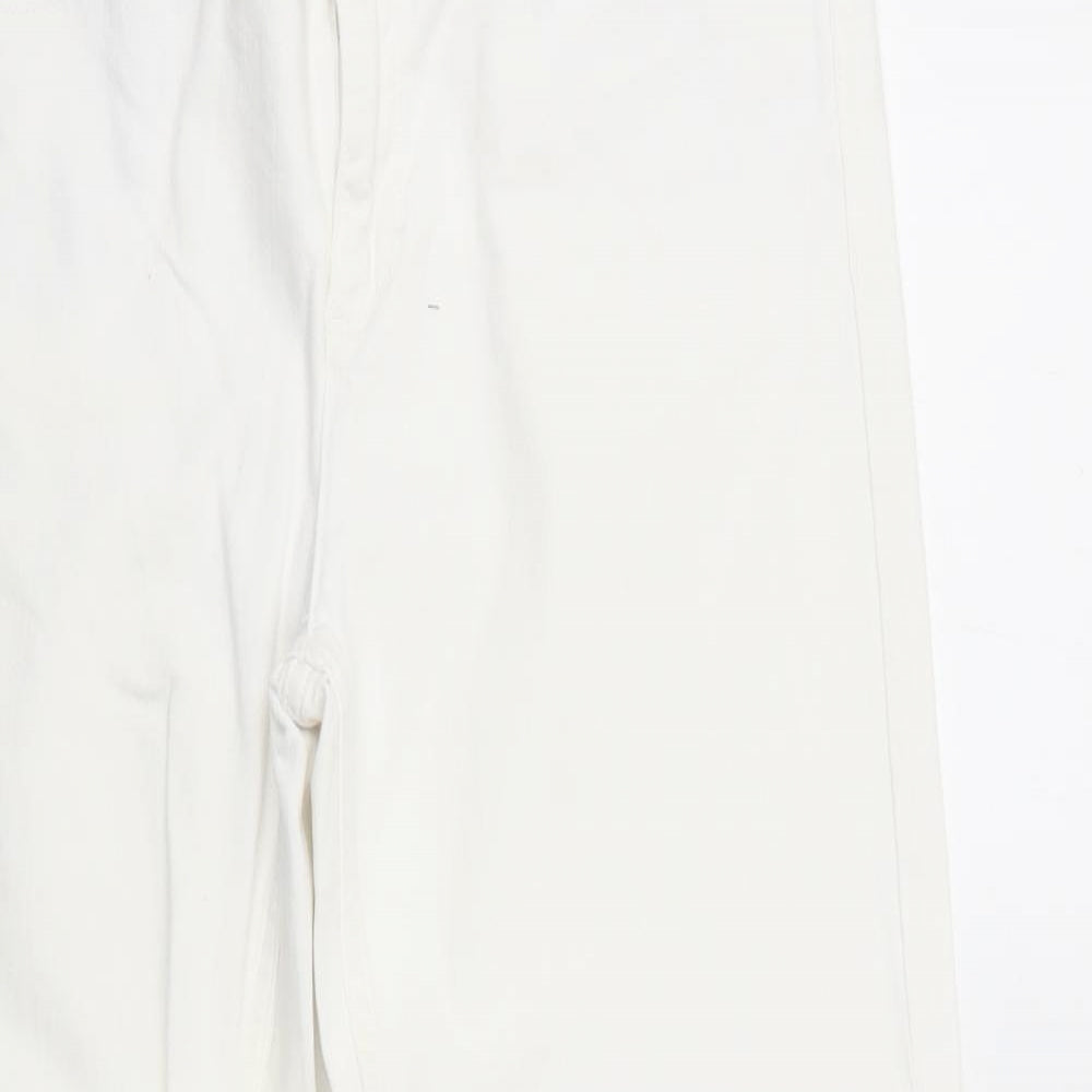 John Lewis Womens White Cotton Straight Jeans Size 14 Regular Zip