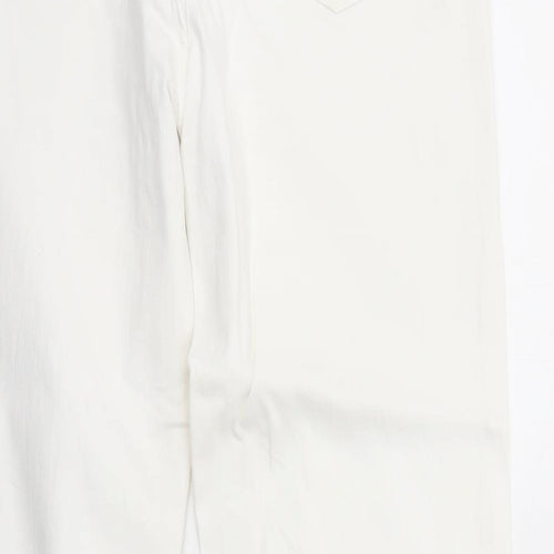 John Lewis Womens White Cotton Straight Jeans Size 14 Regular Zip