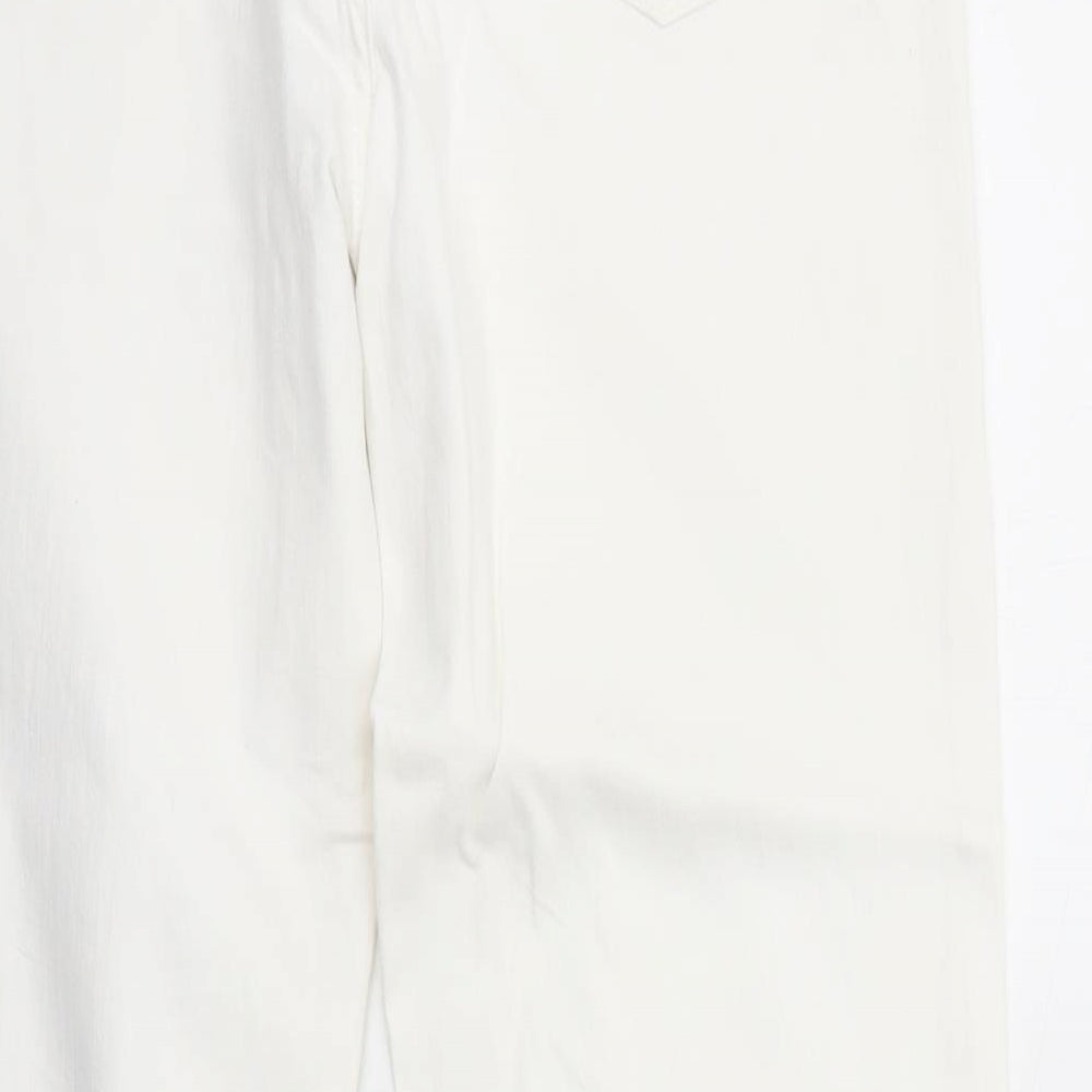 John Lewis Womens White Cotton Straight Jeans Size 14 Regular Zip