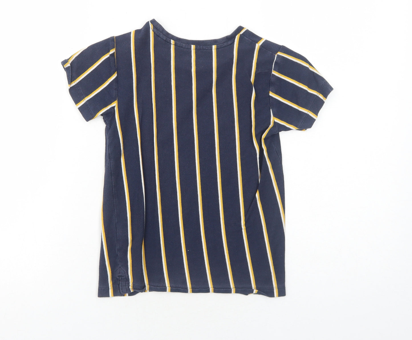 NEXT Boys Blue Striped Cotton Basic T-Shirt Size 4-5 Years Round Neck Pullover